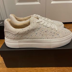 Betsy Johnson White Pearl Rhinestone Platform Sneakers *NWT*
